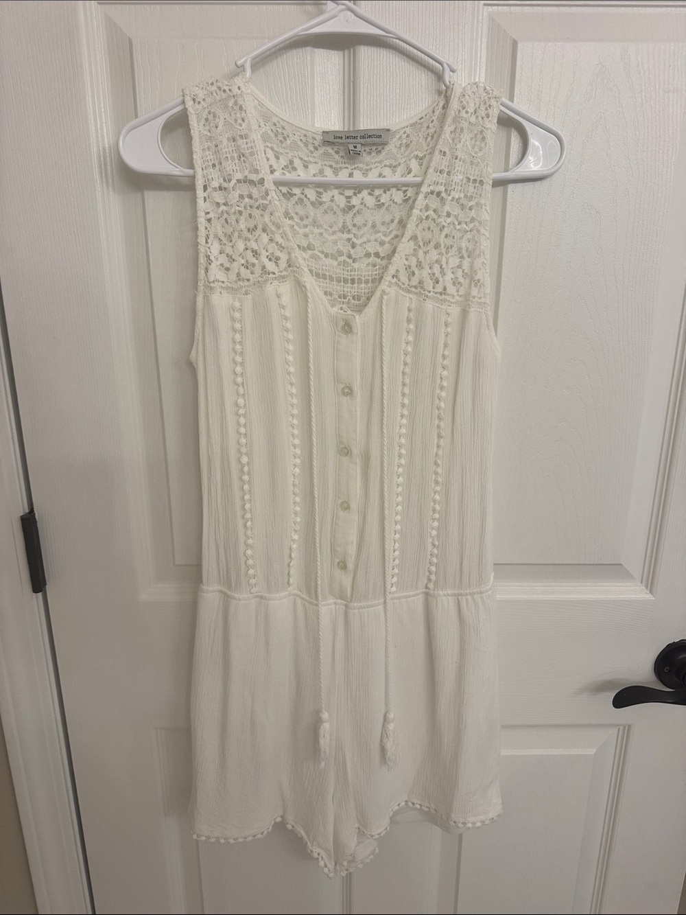 Sleeveless Cream Crochet Yoke Mini Dress by Love Culture
